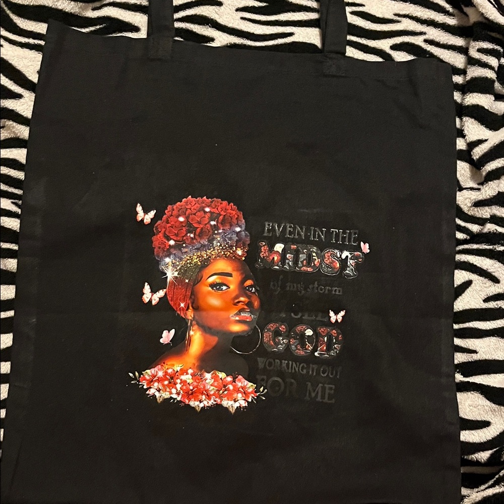 Black Graphic Tote Bag